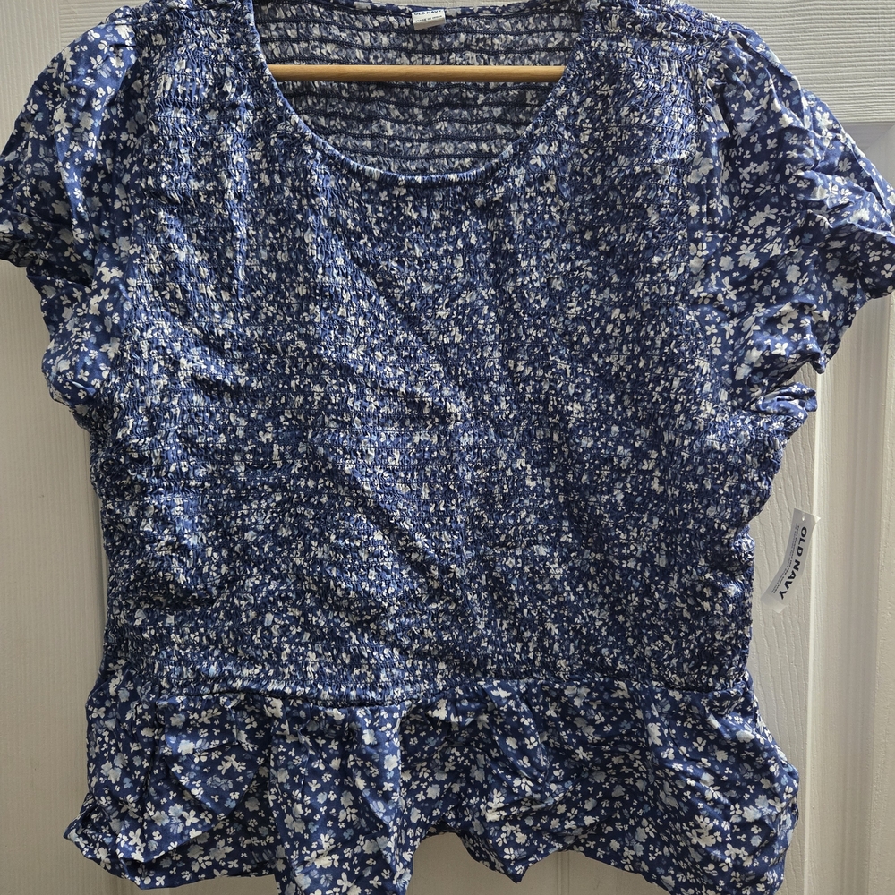 Old Navy Navy Blue Floral Blouse